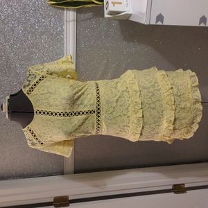 H&M Divided Brand, Yellow lace ruffled dress. Size 6